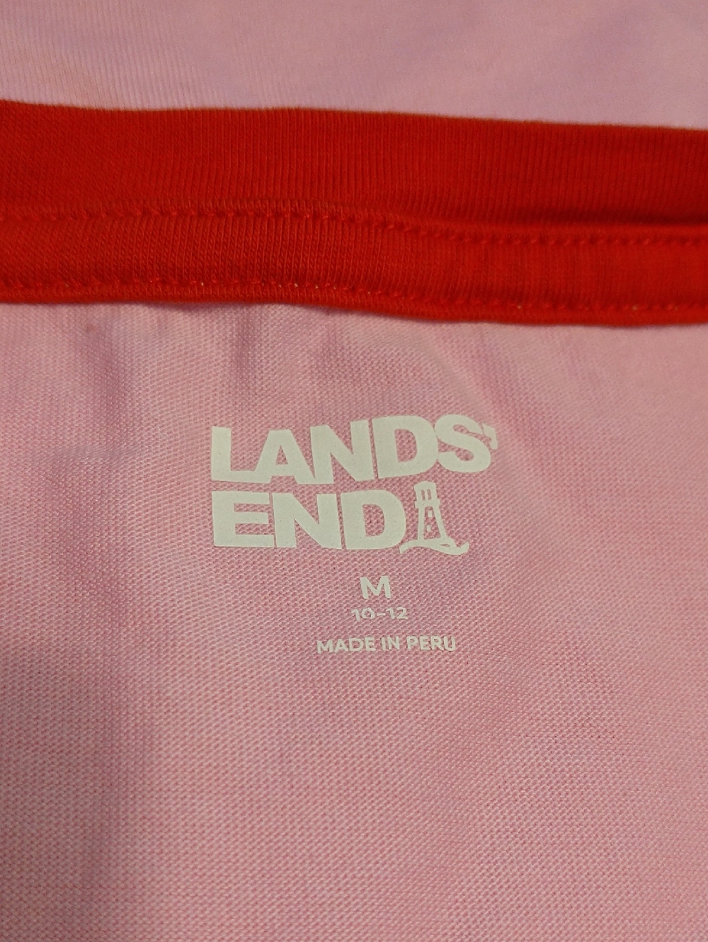 Lands' End Pink and Red Ringer Top - Picture 6 of 7